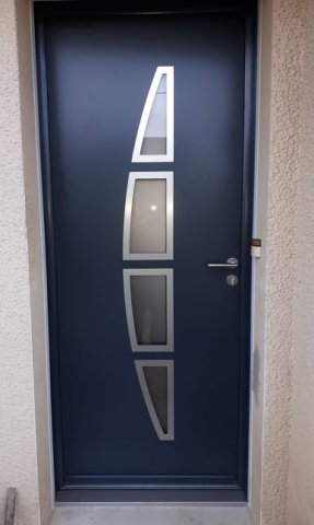 Porte d'entrée en Aluminium gris anthracite Ral 7016